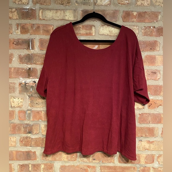 Eloquii maroon red twist back top short sleeve size 22 24 - Picture 3 of 5